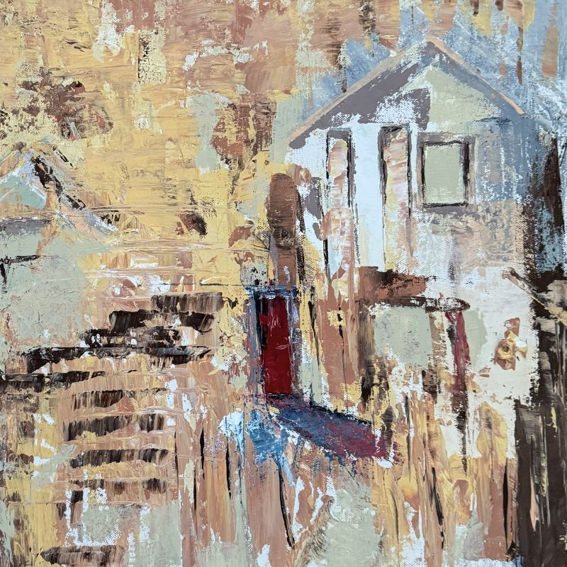 Crimson Door, 2023, acrylic on canvas, 21.3 × 28.7 in